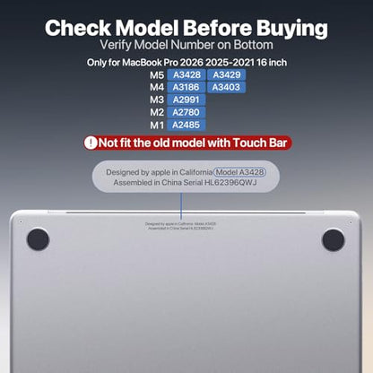 Soonjet for MacBook Pro 16 Inch Case | M5 M4 M3 M2 M1 Pro/Max | 2026–2021 | Matte Clear | Hard Shell | Precision Fit | Like Using It Bare | Fits A3428 A3429 A3186 A3403 A2991 A2780 A2485 - color: Matte Clear
