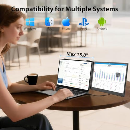 APILDELLA 14'' Dual Laptop Screen Extender, 1080P FHD Laptop Extended Monitor Portable with Speaker, Plug-Play Second Monitor for 13-16'' Laptops, Work with Mac, Window, Chrome - size: 14 inch, style: Dual-Upgrade
