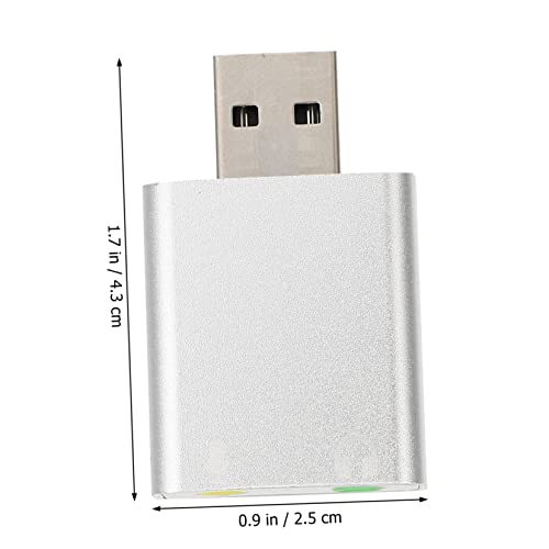 DOITOOL USB External Sound Card Stereo Audio Adapter with Headphone and Microphone Jack No Driver Required Compatible with Laptop Desktop Silver Aluminum Alloy
