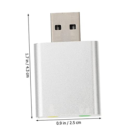 DOITOOL USB External Sound Card Stereo Audio Adapter with Headphone and Microphone Jack No Driver Required Compatible with Laptop Desktop Silver Aluminum Alloy