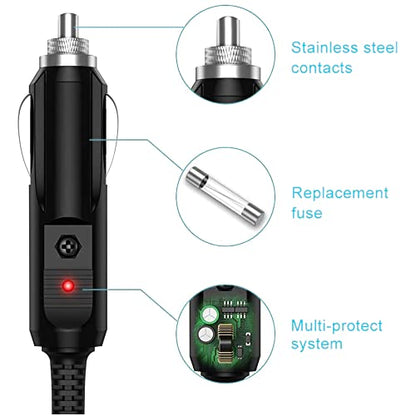 Car Charger Compatible with TaoTronics LED Desk Lamp TT-DL16 TT-DL13 TT-DL01 TT-DL02 TT-DL11 TT-DL22 TT-DL17N Power Adapter 18AWG Cord Supply