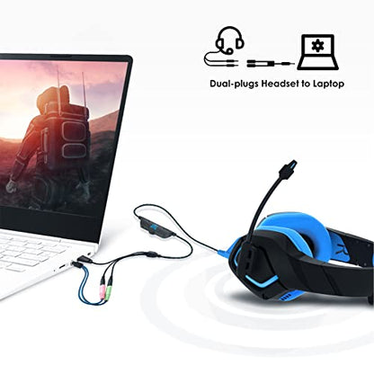 Headphone Mic Splitter 2 Pack 3.5mm Headset Adapter for Computer | 2-TRS Female to TRRS Male CTIA Stereo Audio Mic Jack Y Splitter for Dual-Plug Game Headset to Xbox, PS4, Phone, Laptop, PC - size: 2 Pack / 0.6 Feet
