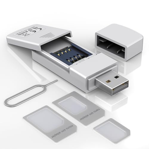 SIM Card Adapter Reader - Sim Card Adapter Kit, Micro, Nano, Standard Sim Card Readers with Eject Pin - USB to S im Card Reader Edit and Read Messages/Contacts, Plug & Play for Windows Computer Laptop