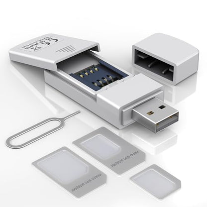 SIM Card Adapter Reader - Sim Card Adapter Kit, Micro, Nano, Standard Sim Card Readers with Eject Pin - USB to S im Card Reader Edit and Read Messages/Contacts, Plug & Play for Windows Computer Laptop