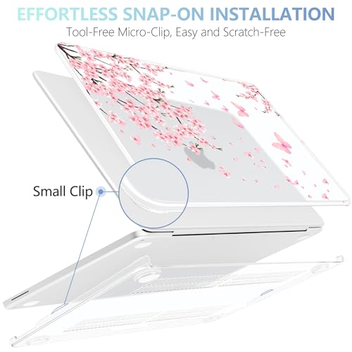 MEEgoodo Printed Case for New MacBook Neo 13 inch 2026 Release(Fit Model A3404), Laptop Hard Shell Cases with Keyboard Skin & Screen Protector & Webcam Covers, Cherry Blossoms - color: Cherry Blossoms