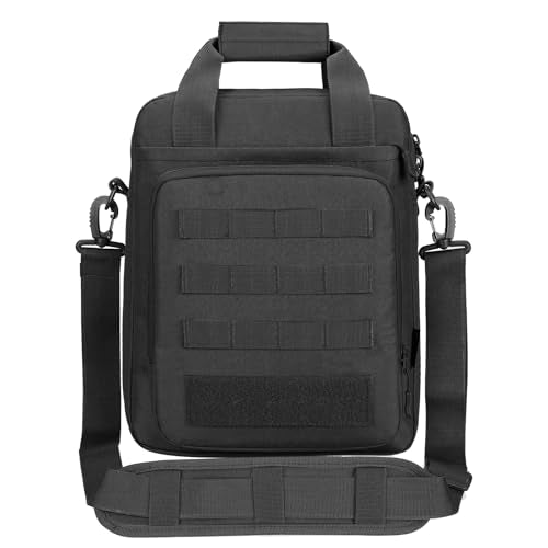 CamGo 12" Laptop Messenger Bag for Men Vertical Tactical Crossbody Shoulder Bag Small Computer Briefcase Molle Handbags - color: Black