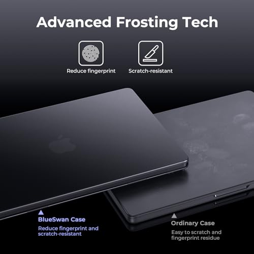 BlueSwan Matte Case for MacBook Pro 14 M5 M4 M3 M2 M1 Pro/Max 2026-2021 | 100% Color Match, Anti-Fingerprint, Anti-Scratch,Ultra Thin, Hard Shell Protective Cover, Space Black Clear - color: Space Black Clear
