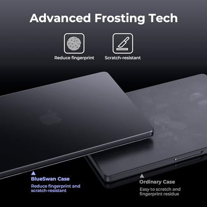 BlueSwan Matte Case for MacBook Pro 14 M5 M4 M3 M2 M1 Pro/Max 2026-2021 | 100% Color Match, Anti-Fingerprint, Anti-Scratch,Ultra Thin, Hard Shell Protective Cover, Space Black Clear - color: Space Black Clear