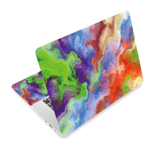 3Pcs Marble Watercolor Laptop Skin Sticker Colorful Universal Removable Vinyl Stickers Fits for 12.1 13 14 15.6 16 Inch Waterproof Notebook Decal Cover Gift - color: red and green