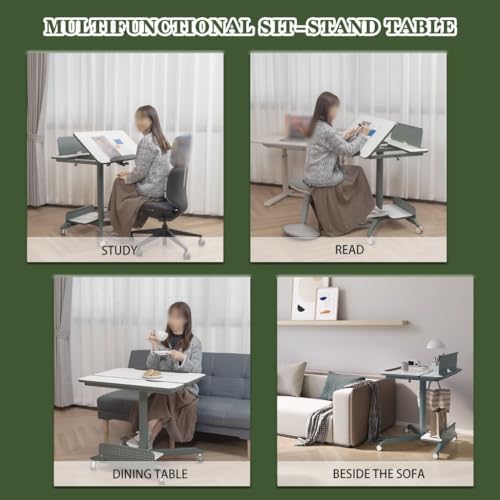 Movable Home Sofa Side Table, Computer Desk with Motherboard, Tilt Reading Desk with Bezel, Height Adjustable Stand Table