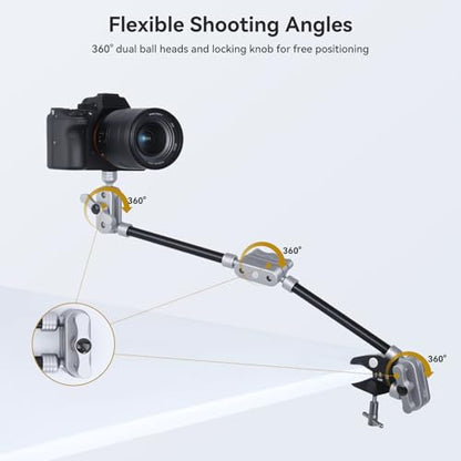 UTEBIT 22" Magic Arm w Clamp Mount, Desk Camera Mount Articulating Friction Boom w Arm 1/4" Thread Adapter, Overhead Desk Phone Mount for Video Light Webcam Microphone Action Camera Content Creators - size: 22 inch