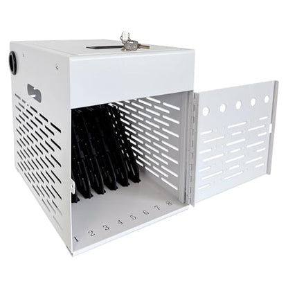 8-Device Tablet & Laptop Charging Cabinet, Lockable Steel Charging Station for Chromebooks, iPads & Devices Up to 14", Fully Assembled Storage Cabinet for Classroom, Office & Library, White - color: White with 8-Device Charging Cabinet