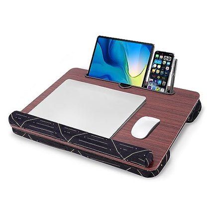 Lap Desk,Fits up to 15.6 inch Laptop Bed Table Computer with Soft Pillow and Storage Bag,Gaming Tray and Writing Tray on Bed for Home Office(2-Light Brown) - color: 2-light Brown