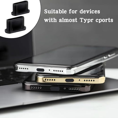 USB C Plug Cover Dust Plug, Black, Silicone, 20 Pcs | Type C Port Protection Cap, With Plastic Cleaning Brush, For Most Type C Mobile Phone Tablet, Anti Dust
