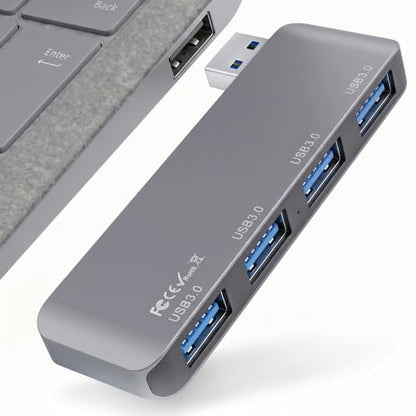 Portable 4-Port USB 3.0 Hub with Direct Plug-in USB Male Connector Design | Space-Saving USB Hub Compatible with Laptops and Desktops, Works with Windows, macOS, Linux and Chrome OS