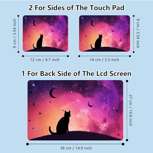Universal Laptop Skin Sticker with 2 Wrist Pad Skins, Waterproof Scratch Resistant Vinyl Laptop Cover Decal, Cut to Fit for 11–15.6 Inch MacBook HP Dell Lenovo, Cat Purple Sky - color: Cat Purple Sky