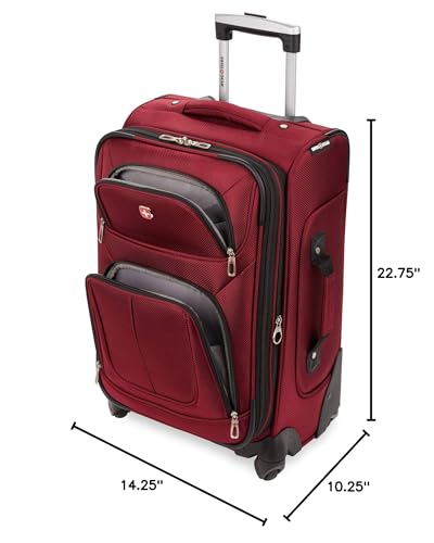 SWISSGEAR Sion Carry-On Spinner Luggage, Softside Expandable, Lightweight Suitcase, Burgundy, 22.75-Inch - color: Burgundy, size: Carry-On