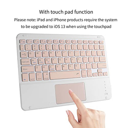 Ultra Slim Wireless Bluetooth Keyboard with Touchpad for iPad, Rechargeable 10'' QWERTY Layout Portable Wireless Keyboard for iPad Pro/Air/Tablet, and Other iOS Android Windows Devices(Pink) - color: pink