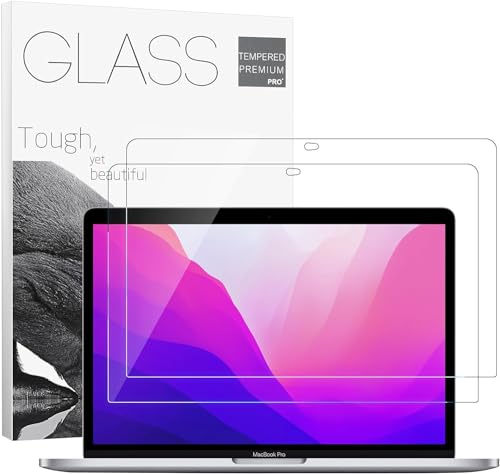2Pack- 9H Hardness Tempered Glass Screen Protector for MacBook Pro 13" (M1/M2 2016-2022)/ MacBook Air 13 inch (M1 2018-2021), Bubble Free, Ultra Thin HD Transparency, Anti Scratch - color: MacBook Pro/Air 13.3 inch, size: 2pc