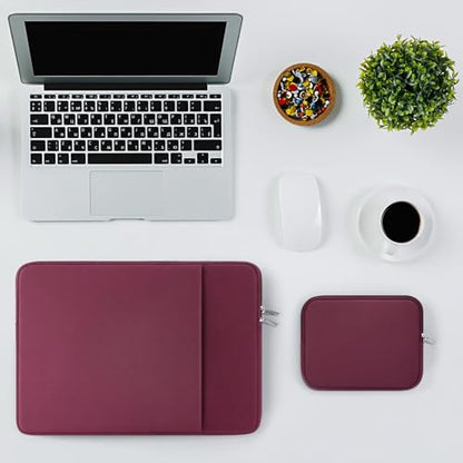 RAINYEAR 15.6 Inch Laptop Sleeve Protective Case Soft Carrying Zipper Bag Cover with Front Pocket & Accessories Pouch, Compatible with 15.6" Notebook Computer Chromebook (Red) - color: Red, size: 15.6"