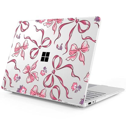 Mektron Printed Case for 2025 Microsoft Surface Laptop Windows 11 Copilot+ PC Surface Laptop 13 inch Touchscreen Display Cover Fits Model 2095, Flowers-Bows-Red - color: Flowers-Bows-Red