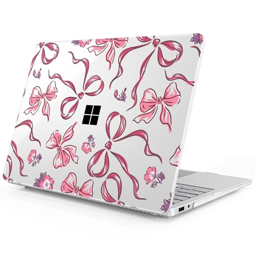 Mektron Printed Case for 2025 Microsoft Surface Laptop Windows 11 Copilot+ PC Surface Laptop 13 inch Touchscreen Display Cover Fits Model 2095, Flowers-Bows-Red - color: Flowers-Bows-Red