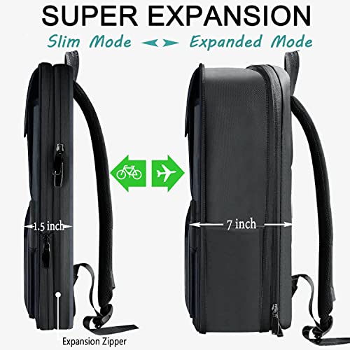 Slim & Expandable Laptop Backpack 15.6 Inch, Computer Rucksack Water Resistant Bag, Anti-Theft Travel Daypack for Men and Women-Gray - color: Gray