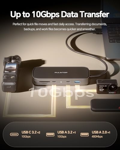 MacBook Pro Docking Station Dual Monitor 4K@60Hz for MacBook Pro/Air M5/M4/M3 Pro & Max, Mac Docking Station Dual Monitor, Macbook Pro Dock with 2HDMI,PD,Ethernet,USB A/C 10Gbps,SD/TF, USB 2.0