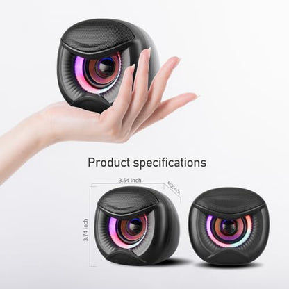 Elimavi USB Computer Speakers, 3.5mm Aux Speaker and USB Powered Interface are Suitable for Desktop Laptop Monitor, Owl Eye Design, Includes a USB-C Adapter, Colorful Lights - style: Colorful lights