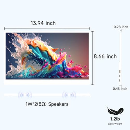 QAF Portable Monitor for Laptop, 15.6 Inch FHD 1080P USB-C HDMI 100% sRGB HDR IPS Display, Ultra-Thin Travel Second Screen Compatible with Laptop Mac PC Phone PS5 Xbox Switch, Built-in Speakers, White - style: 15.6-Inch Pure White