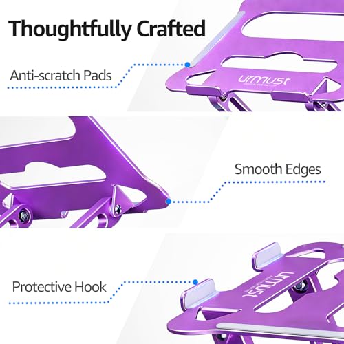 Adjustable Laptop Stand for Desk, 10-15.6“ Laptop Riser, Purple | Sturdy Aluminum Foldable Stand, Heat-Dissipation Design, Ergonomic Holder Fits MacBook/Dell/HP/Lenovo for Home/Office. - color: E-Purple