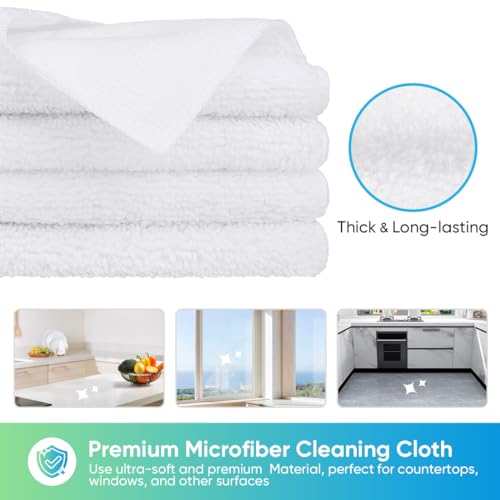 HOMEXCEL White Microfiber Cleaning Cloth, 12 Pack Premium Microfiber Towels for Cars, Lint Free, Scratch-Free, Highly Absorbent, Reusable Cleaning Rags for Car, Household, Kitchen, Window, 11.5"X11.5" - color: White