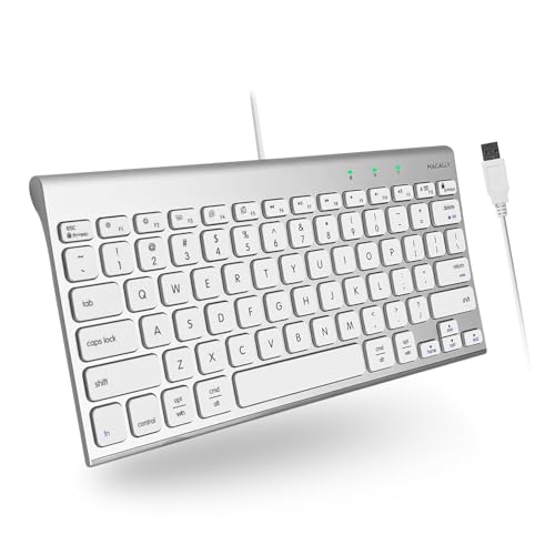 Macally Wired Keyboard for Mac | Compatible Apple Keyboard (78 Keys, Plug and Play USB) Compatible with MacBook Pro/Air, iMac, Mac mini/Pro, Laptop, Computer Desktop