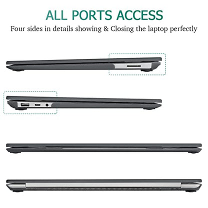 May Chen Case for 13.5" Microsoft Surface Laptop 3/4/5 with Alcantara Palm Rest Model 1867 1958 1959 (2019 2021 2022), Plastic Hard Shell Case with Keyboard Cover + Screen Protector, Matte Black - color: Matte Black