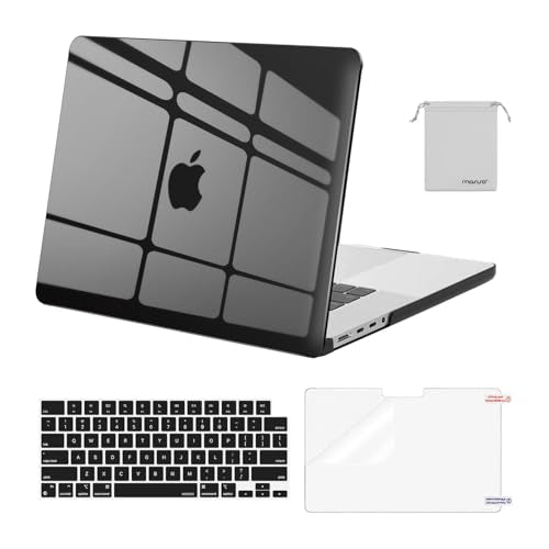 MOSISO Compatible with MacBook Pro 16 inch Case M5 M4 M3 M2 M1 2026-2021 | A3429 A3428 A3403 A3186 A2991 A2780 A2485, Protective Hard Shell Case&Keyboard Cover&Screen Film&Pouch, Crystal Black - color: Crystal Black