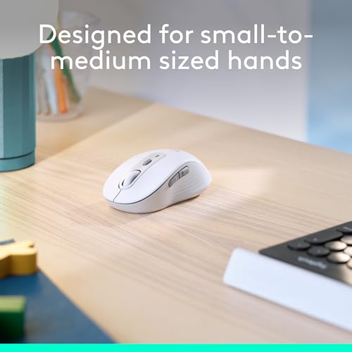 Logitech Signature M650 Wireless Mouse Small to Medium Sized - Off White | 2-year battery, silent clicks, customizable side buttons, compatible with PC, Mac, and Chromebook - color: Off White