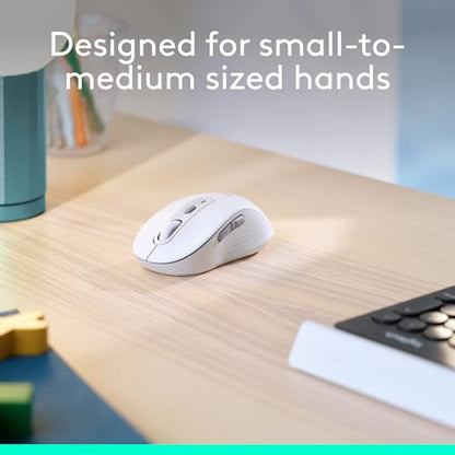 Logitech Signature M650 Wireless Mouse Small to Medium Sized - Off White | 2-year battery, silent clicks, customizable side buttons, compatible with PC, Mac, and Chromebook - color: Off White