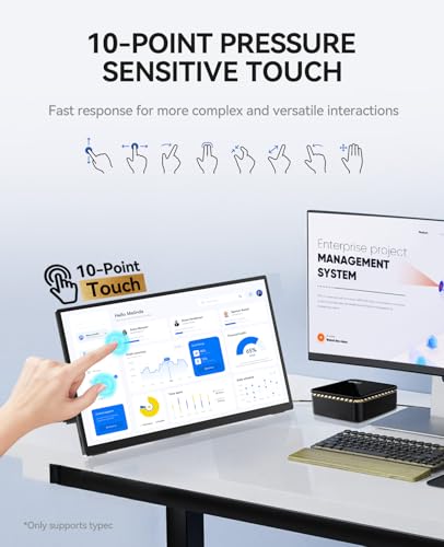 4K Portable Touch Monitor, 15.6" inch 3840 * 2160 UHD w/USB-C HDMI Laptop Monitor, 2000:1 100% RGB IPS ，Aluminum Alloy Shell,10-Point Touch，Dual Speaker, HDR, for Home, Work - size: 15.6inch, style: 15.6”-4K Touch Screen