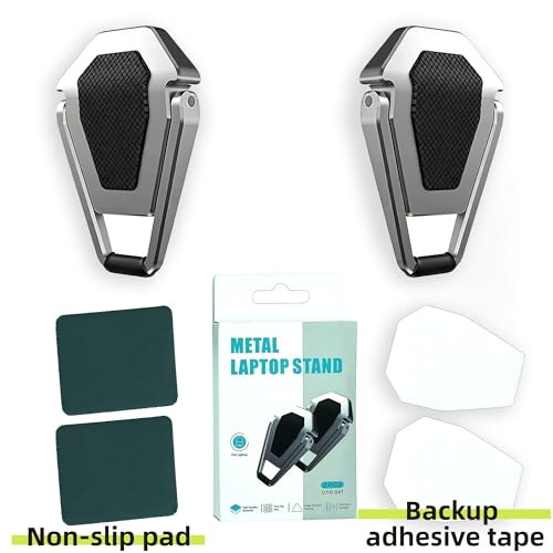 Laptop Riser Foldable Laptop Stand Portable Invisible Laptop Cooling Pad Laptop feet Suitable for 12-20 Inches Laptop Ergonomic Zinc Alloy Laptop Mini Stand Leg (Silver-2pcs) - style: Silver-2