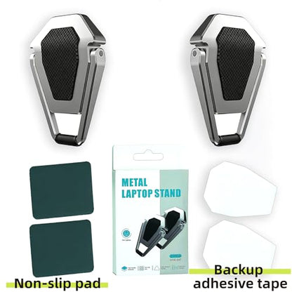 Laptop Riser Foldable Laptop Stand Portable Invisible Laptop Cooling Pad Laptop feet Suitable for 12-20 Inches Laptop Ergonomic Zinc Alloy Laptop Mini Stand Leg (Silver-2pcs) - style: Silver-2