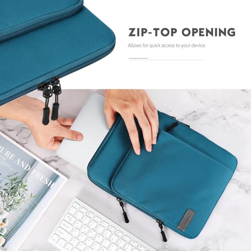 MoKo 13.3-14 Inch Laptop Sleeve Bag Carrying Case with Accessory Pocket | Fits MacBook Pro 14-inch M3/M2, MacBook Pro 13-inch M2/M1, MacBook Air 13.6-inch M2 and Surface Pro 9/8 13-inch, Peacock Blue - color: Peacock Blue, size: 13.3-14 Inch