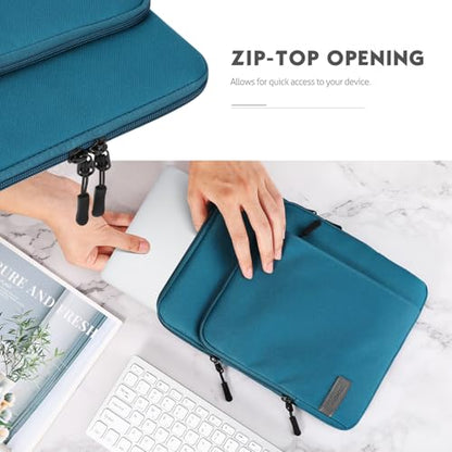 MoKo 13.3-14 Inch Laptop Sleeve Bag Carrying Case with Accessory Pocket | Fits MacBook Pro 14-inch M3/M2, MacBook Pro 13-inch M2/M1, MacBook Air 13.6-inch M2 and Surface Pro 9/8 13-inch, Peacock Blue - color: Peacock Blue, size: 13.3-14 Inch