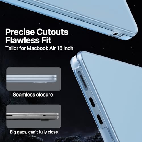 Macaset for MacBook Air 15 inch Case M5 M4 M3 M2 2026-2023 Mac Laptop Cover | Sky Blue Color Match, Matte Clear, Anti Fingerprint & Scratch, Close Seamless, Protective Hard Shell, Ultra Thin Snap on Fit - color: Sky Blue Clear