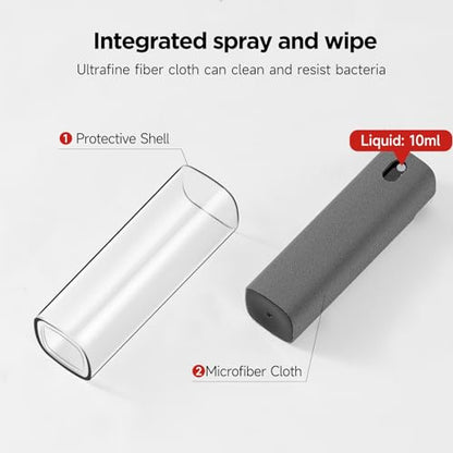YTT Screen Cleaner, All-in-One Spray & Wipe Cleaner, with Transparent Protective Shell for All Phones, Laptop and Tablet Screens (Gray) - color: Gray