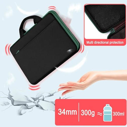 Hseok Laptop Case 13.3-14 inch Sleeve, TSA Computer Handbag Water-Resistant and Shockproof Bag Compatible with MacBook Pro/Neo 14", Mac Air/Pro 13.3" and 13"-14" Notebooks Chromebooks,Black-Green - color: Black-green