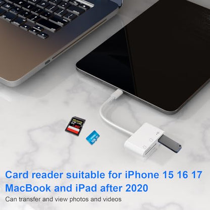 1PCS USB C to SD Card Reader | SD/TF/USB 3-in-1 memory card reader, Compatible with iPhone15 16 17, for Photo/Video Transfer