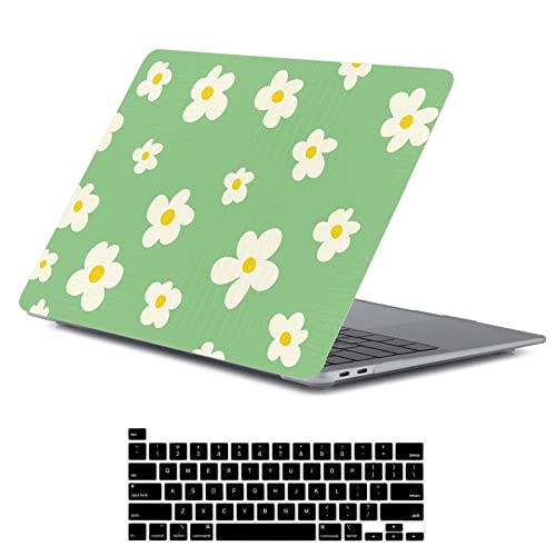 LanBaiLan Compatible for MacBook Pro 13 inch with Touch Bar M2 2026 2025 2024 2023 2022-2016 A2338 M1 A2251 A2289 A2159 A1989 A1708 A1706, Laptop Hardshell Case and Keyboard Cover, Green Flower - color: Green Flower