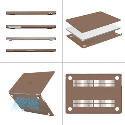MOSISO Compatible with MacBook Air 13 inch Case M5 2026 M4 M3 M2 2025-2022 | A3449 A3240 A3113 A2681, Hard Shell&Keyboard Cover&Screen Film&Pouch for MacBook Air 13.6 inch Case, Caramel Brown - color: Caramel Brown