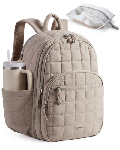 BAGSMART Travel Backpack for Women, 17.3" Carry on Backpack, Camel | Airline Approved Personal Carry-on Size, Shoe Bag & TSA-approved Toiletry Bag, Trolley Sleeve, Water-Resistant - color: Light Brown, size: Large 17.3 Inch