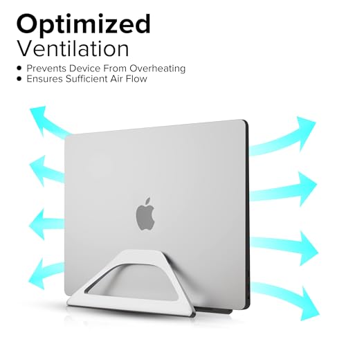 Aluminum Vertical Laptop Stand with Gravity Auto-Lock – Adjustable Laptop Holder Vertical fits MacBook Pro/Air, Chromebook & Gaming Laptops up to 17.3" – Space-Saving Desktop Dock - Silver - color: Silver